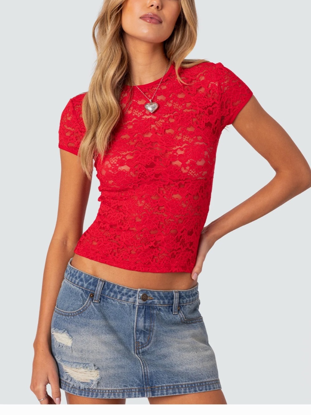 Edikted Kaori Sheer Lace Top